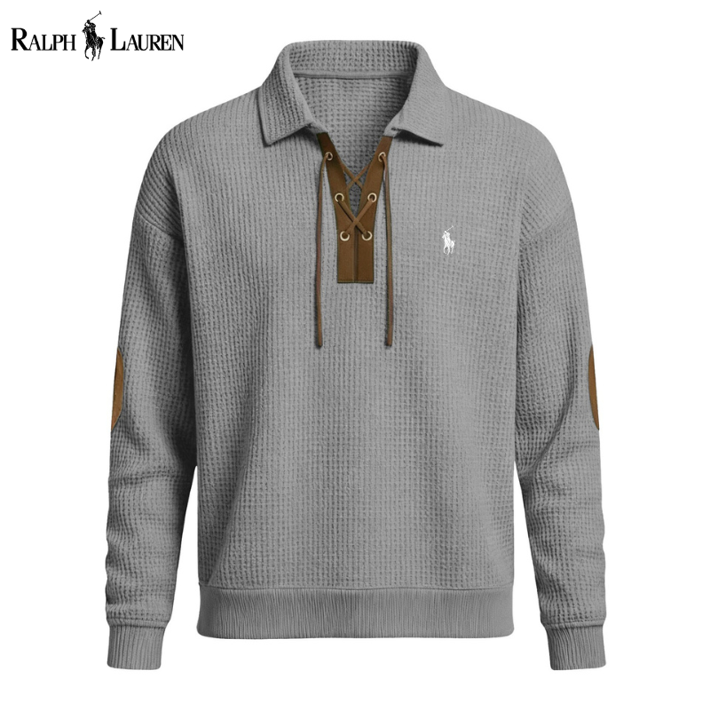 Men’s Premium Waffle-Knit Lace-Up Pullover