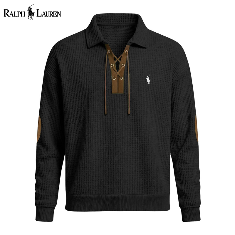 Men’s Premium Waffle-Knit Lace-Up Pullover