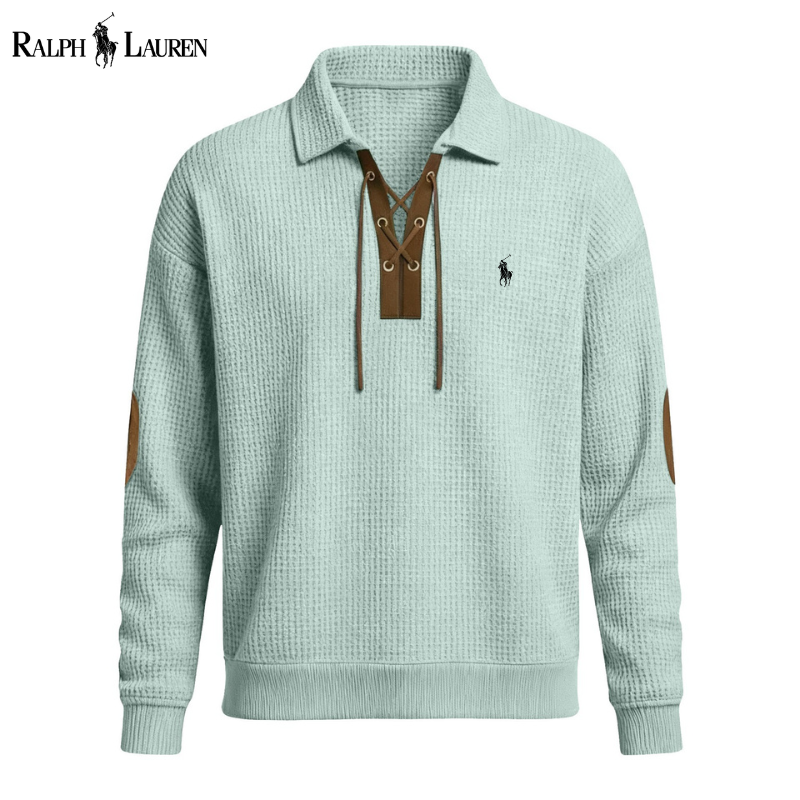 Men’s Premium Waffle-Knit Lace-Up Pullover