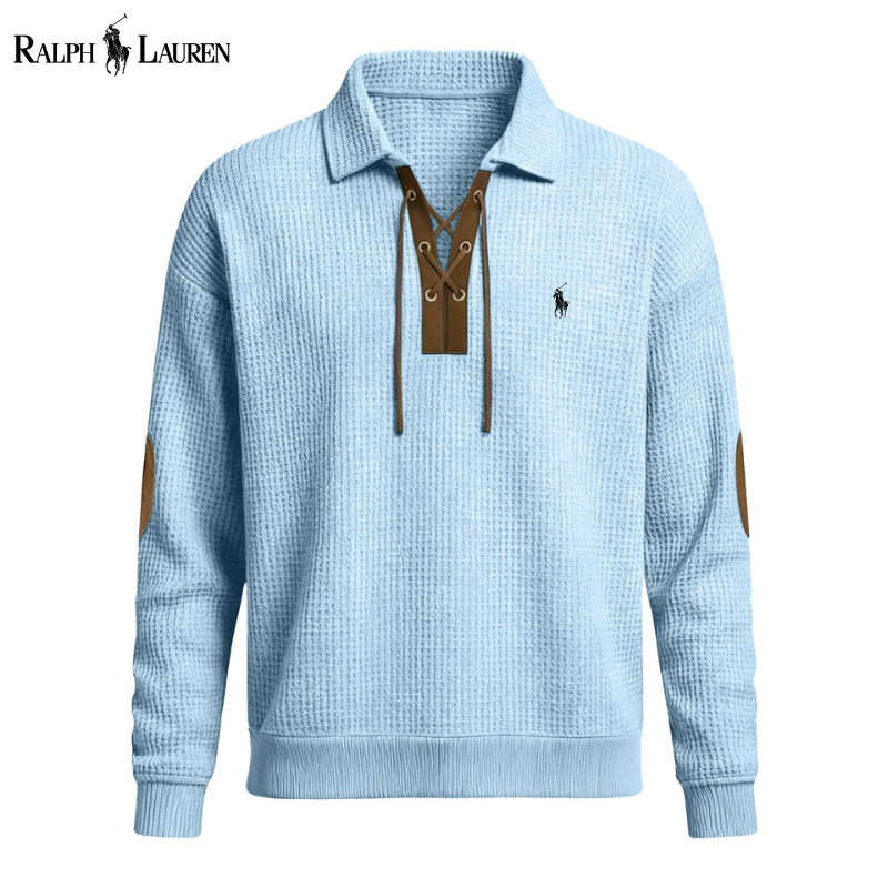 Men’s Premium Waffle-Knit Lace-Up Pullover