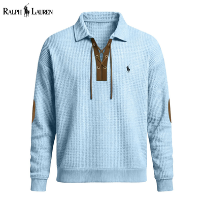 Men’s Premium Waffle-Knit Lace-Up Pullover
