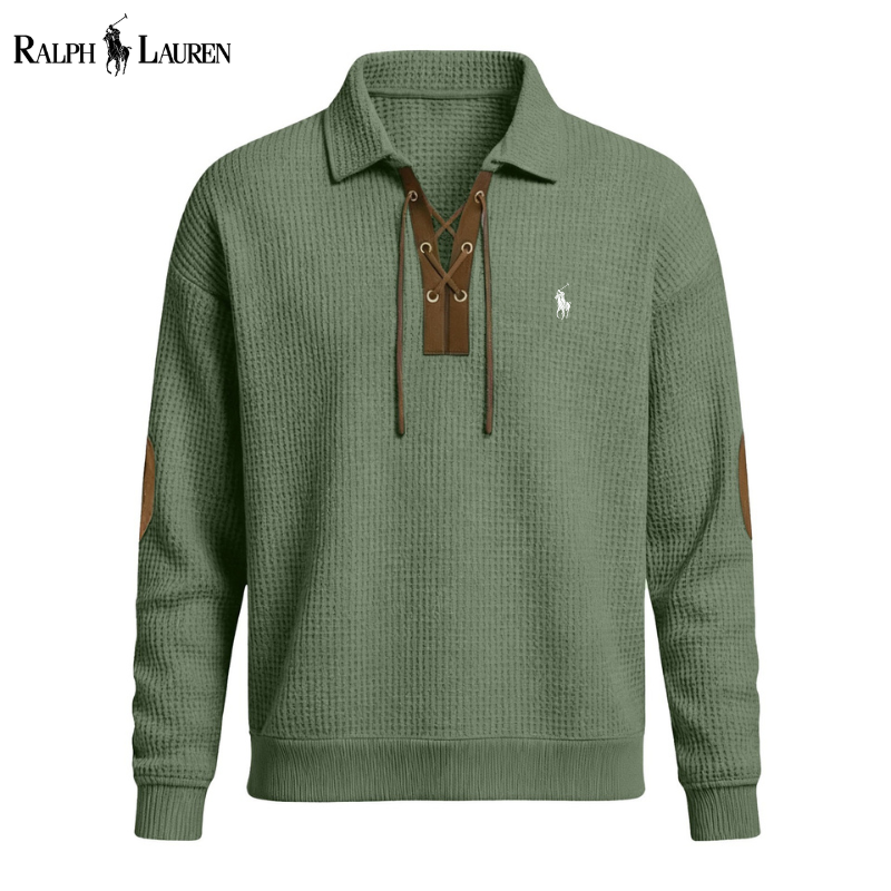 Men’s Premium Waffle-Knit Lace-Up Pullover