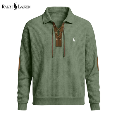 Men’s Premium Waffle-Knit Lace-Up Pullover