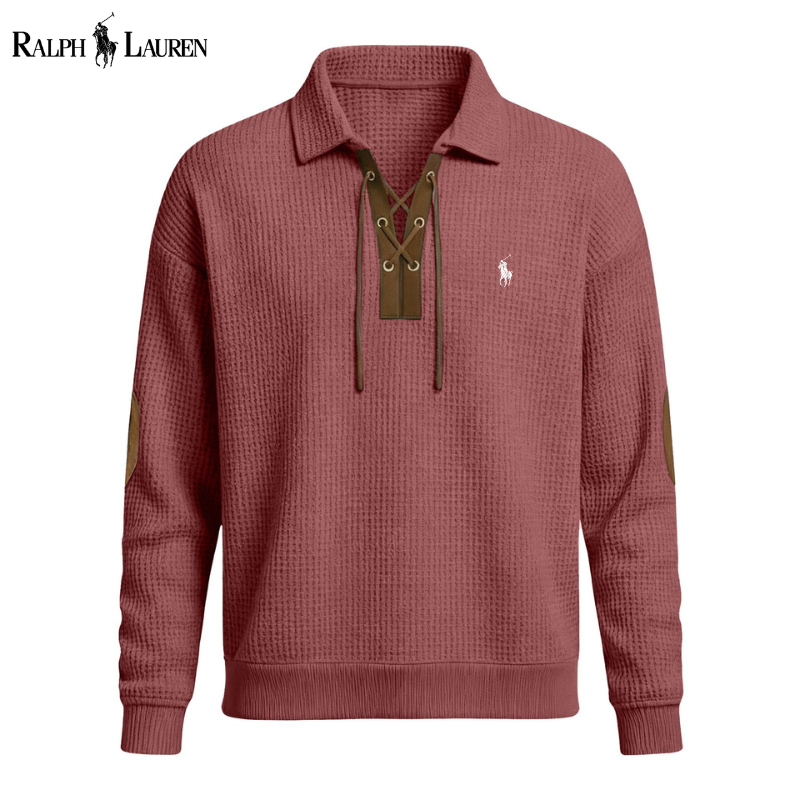 Men’s Premium Waffle-Knit Lace-Up Pullover