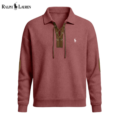 Men’s Premium Waffle-Knit Lace-Up Pullover