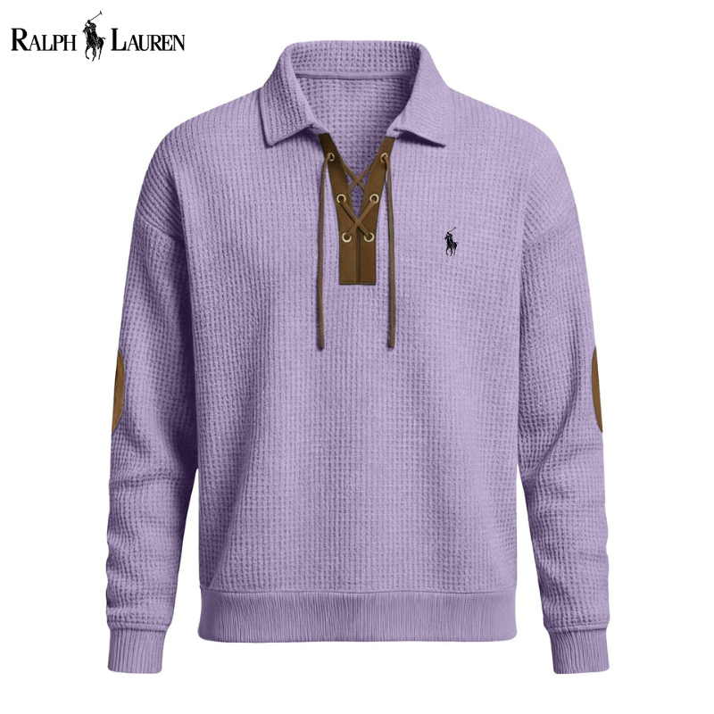 Men’s Premium Waffle-Knit Lace-Up Pullover