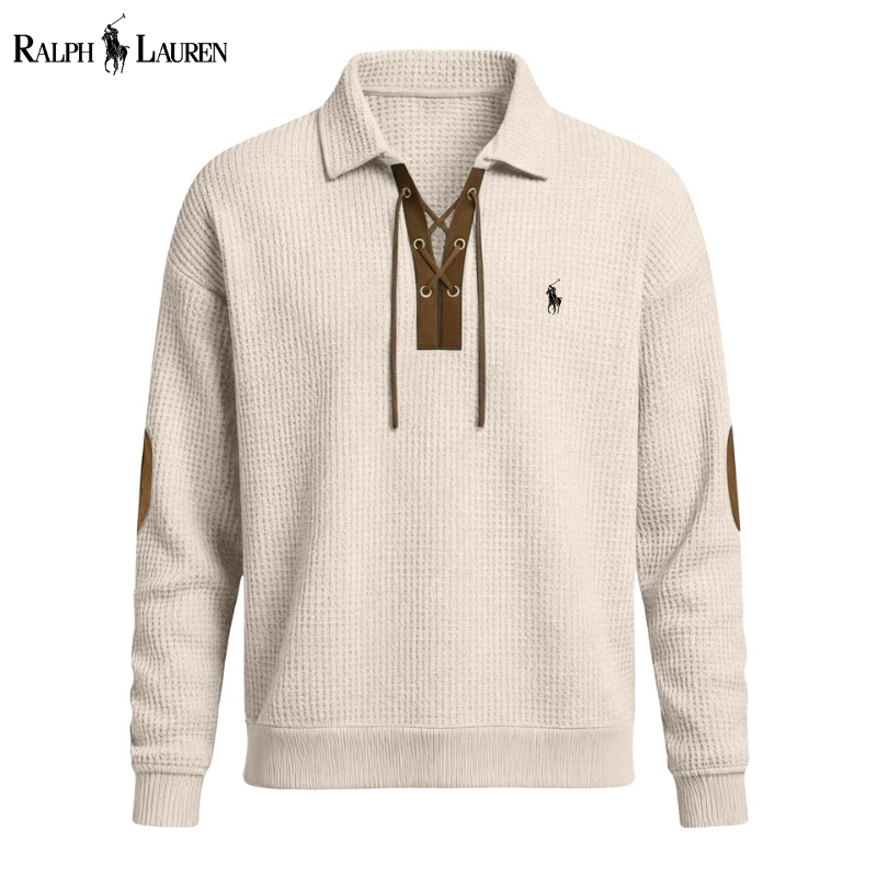 Men’s Premium Waffle-Knit Lace-Up Pullover