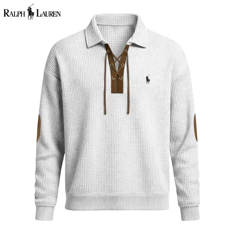 Men’s Premium Waffle-Knit Lace-Up Pullover