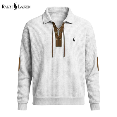 Men’s Premium Waffle-Knit Lace-Up Pullover